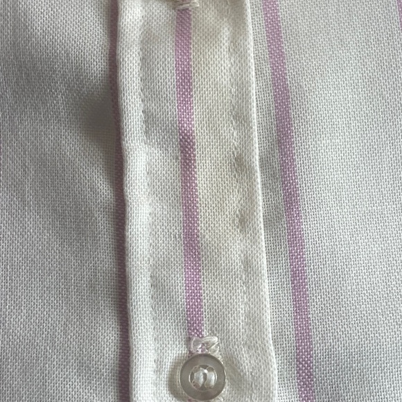 Womens Vintage 70’s Large Cream and Lavender Striped Button Down Shirt - Picture 8 of 9